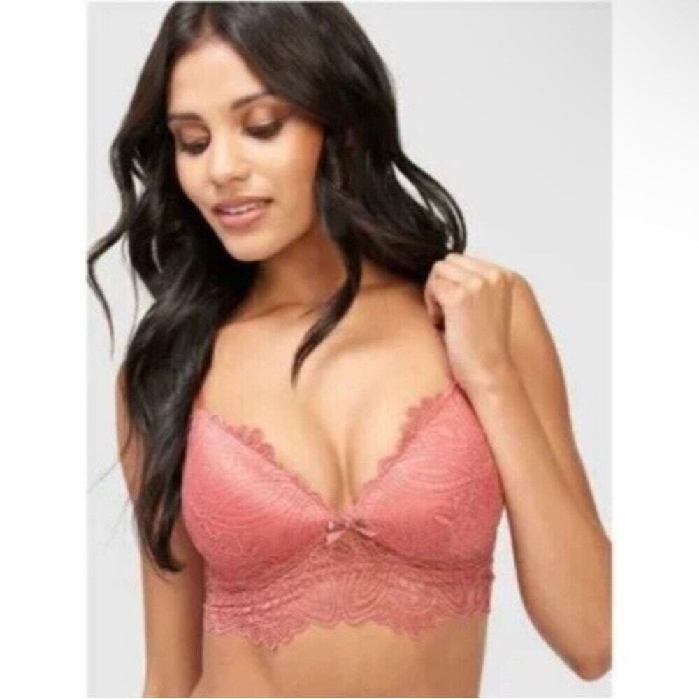NWT Frederick's of Hollywood Finley Mauve Lace Wireless Bralette Longline Small